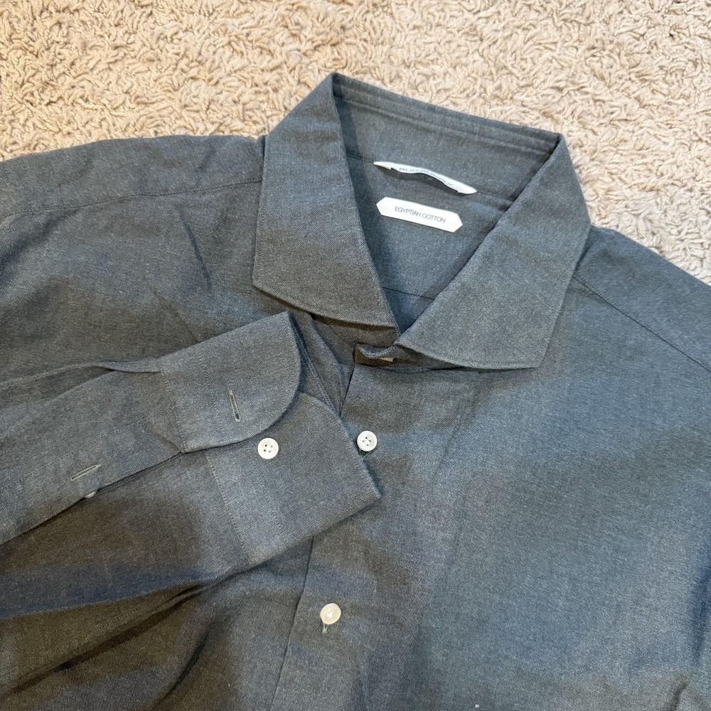 Suitsupply Shirt Mens XL Gray Solid Egyptian Cotton Dress Shirt Long Sleeve